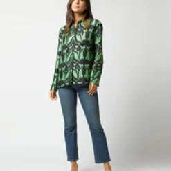 Boy Shirt In Green Papyrus Silk Twill