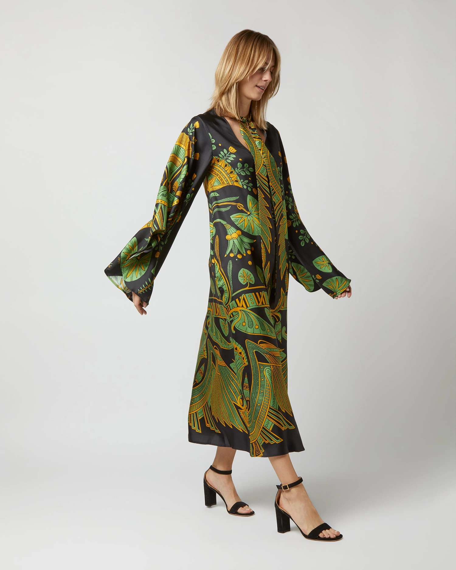 Magnifico Midi Dress In The Nile Placée Black Silk Twill - Image 3