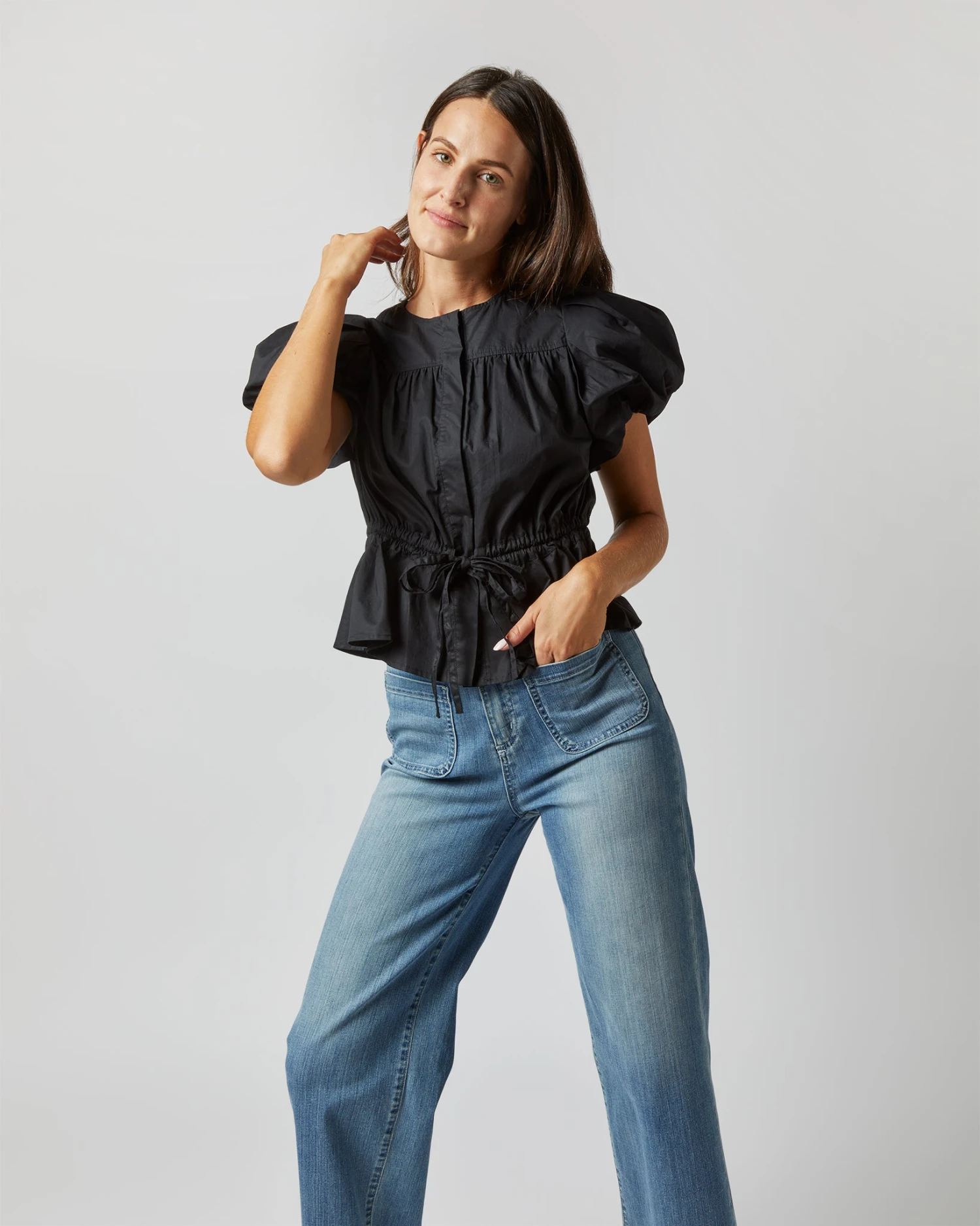 ULLA JOHNSON Mila Top In Noir - Image 2