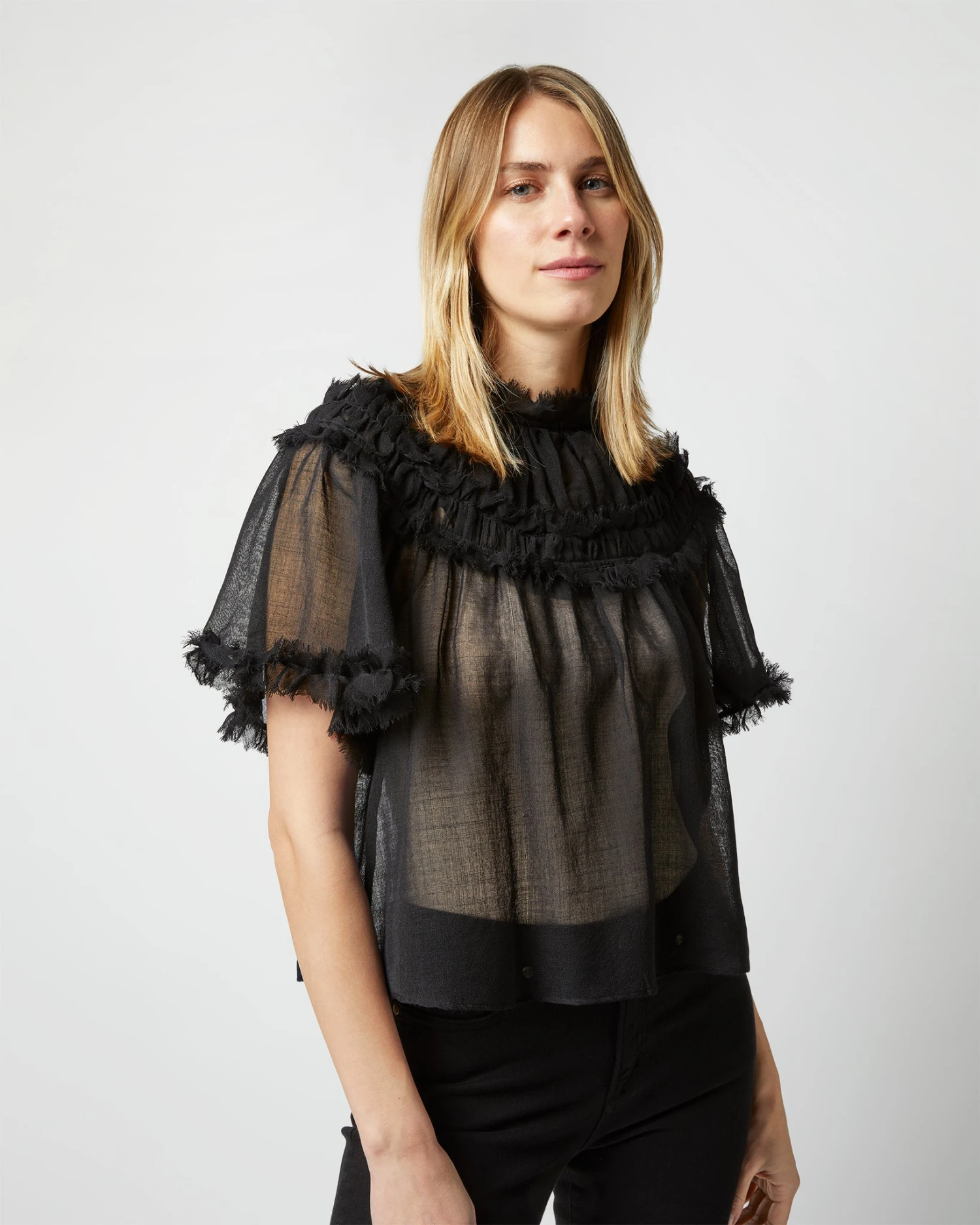 ULLA JOHNSON Zuri Top In Noir - Image 2