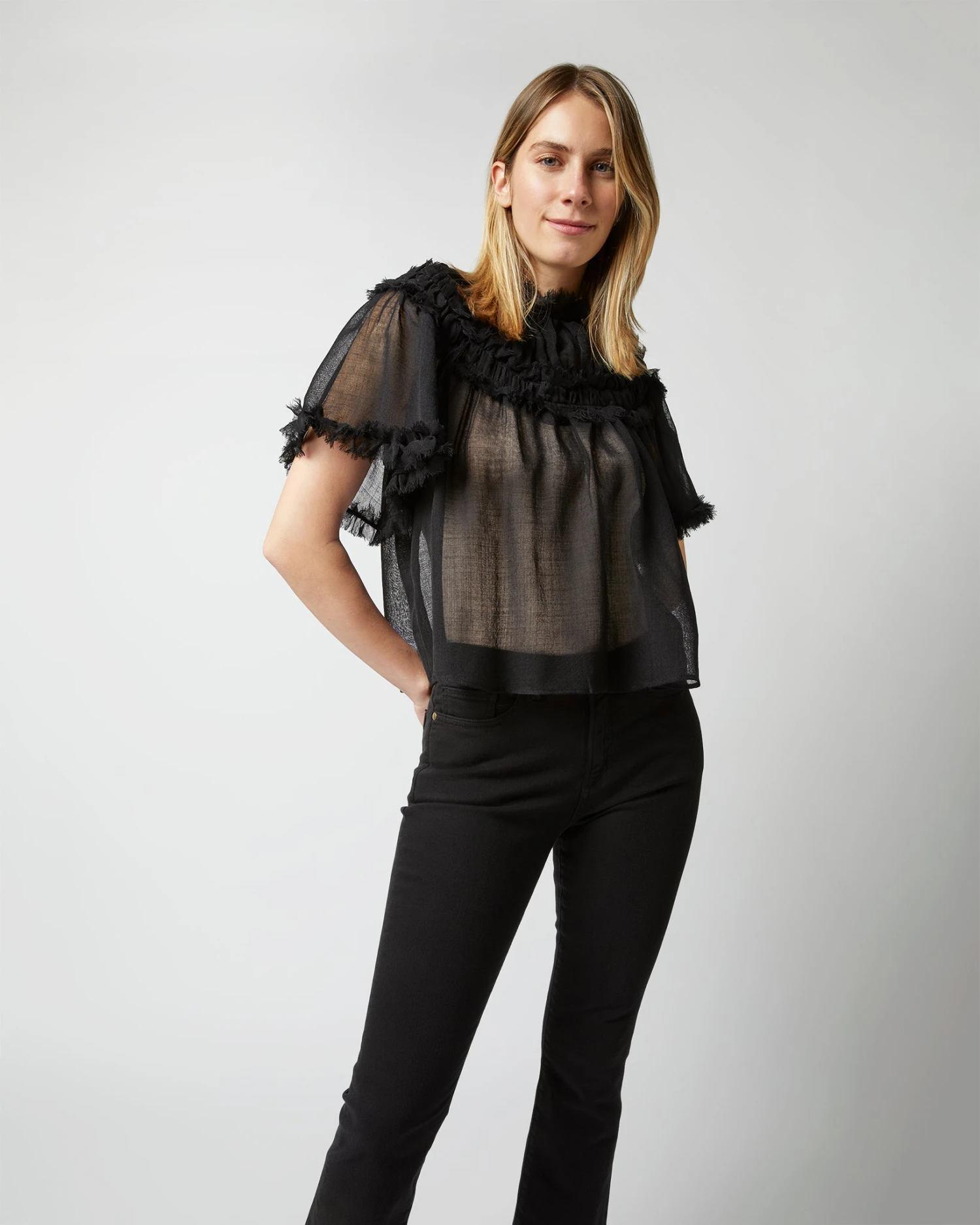 ULLA JOHNSON Zuri Top In Noir - Image 6