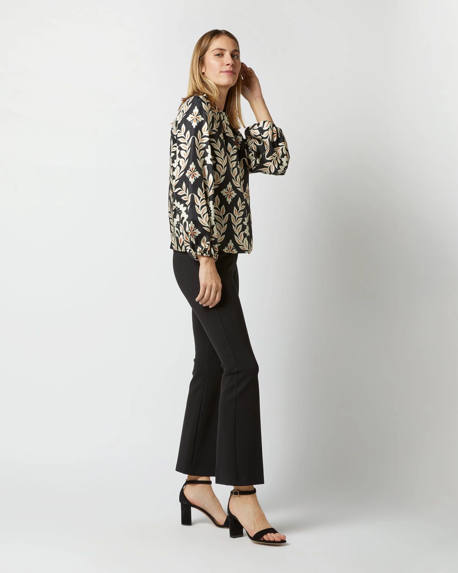 Charming Top In Ghirlanda Black Silk Twill - Image 3