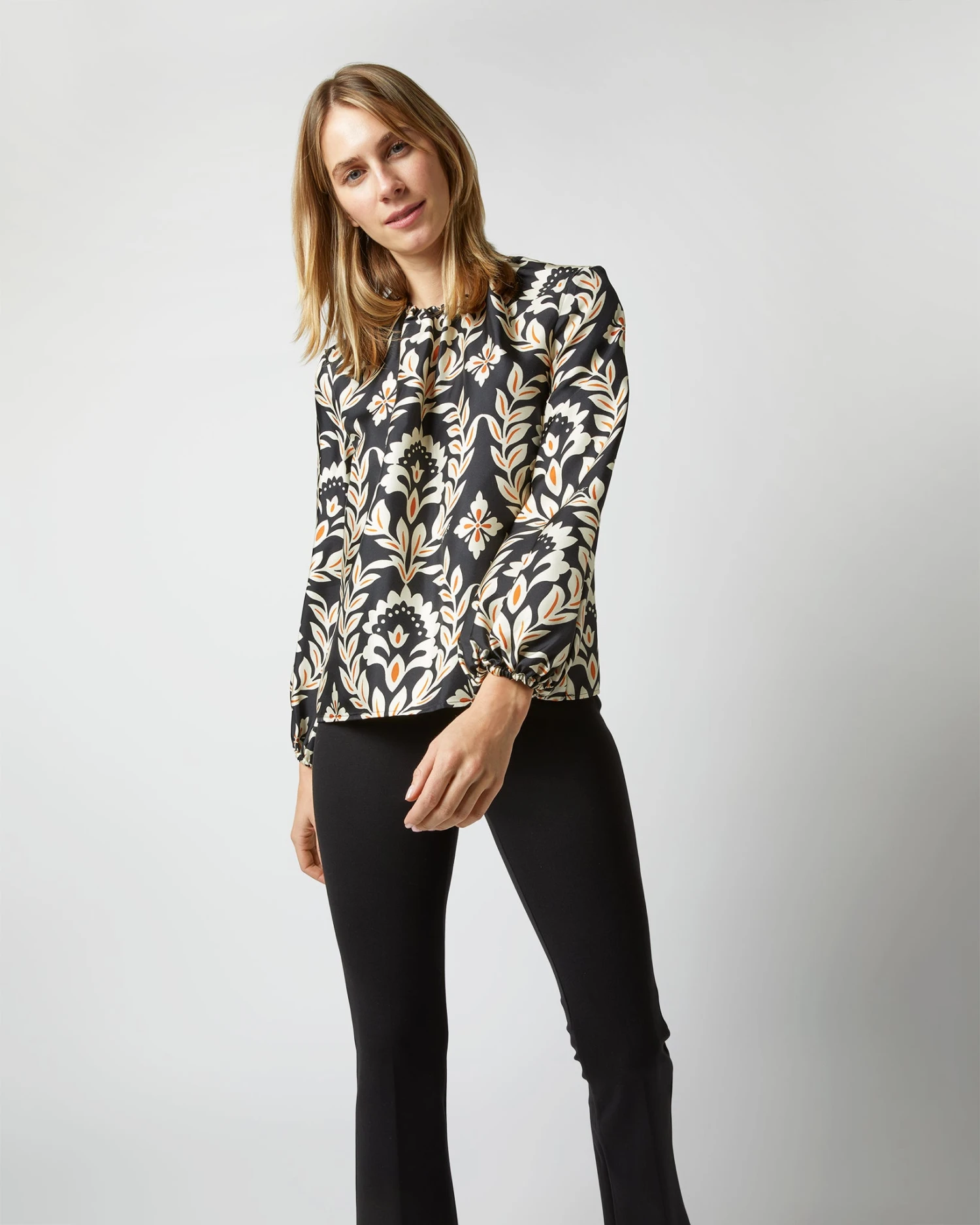 Charming Top In Ghirlanda Black Silk Twill - Image 6