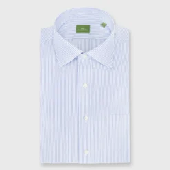 Spread Collar Dress Shirt In Blue Stripe End-On-End