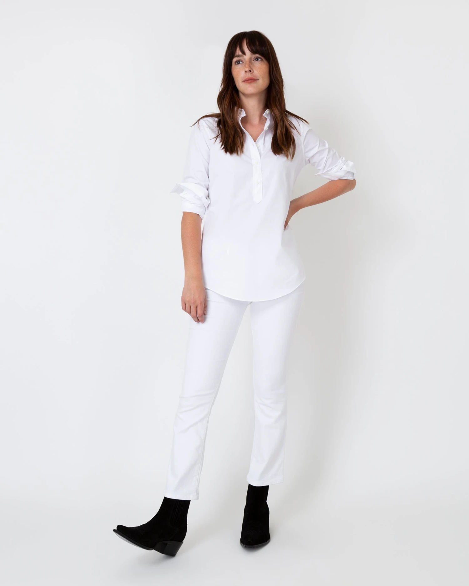 Tomboy Popover Shirt In White Poplin - Image 3
