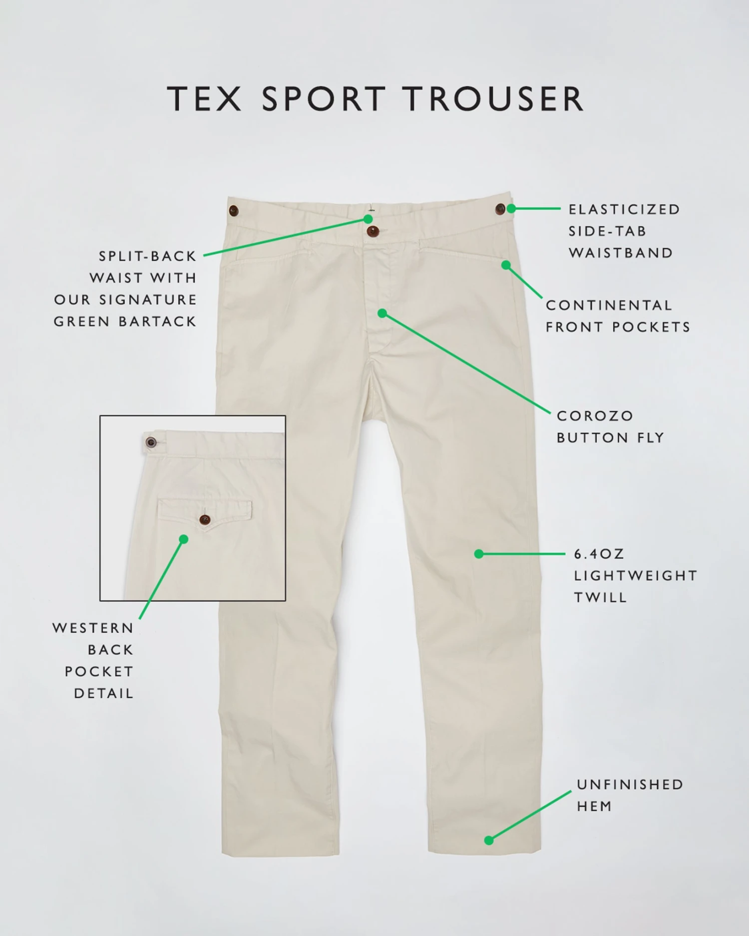 Tex Sport Trouser In Stone Lightweight Twill - Image 5
