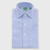 Spread Collar Dress Shirt In Blue Bengal Stripe Poplin