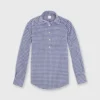 Tomboy Popover Shirt In Navy Gingham Poplin