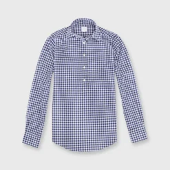 Tomboy Popover Shirt In Navy Gingham Poplin