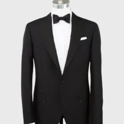 Kincaid No. 3 Peak Lapel Tuxedo In Black Wool Mohair With Silk Grosgrain Trim