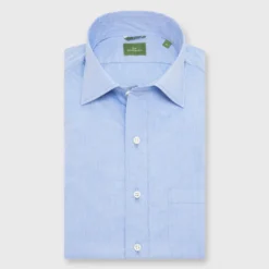 Slim-Fit Spread Collar Sport Shirt In Light Blue Chambray