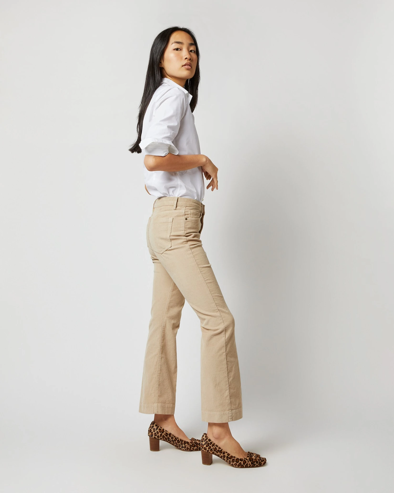 Kendall Flare 5-Pocket Pant In Stone Stretch Cord - Image 3