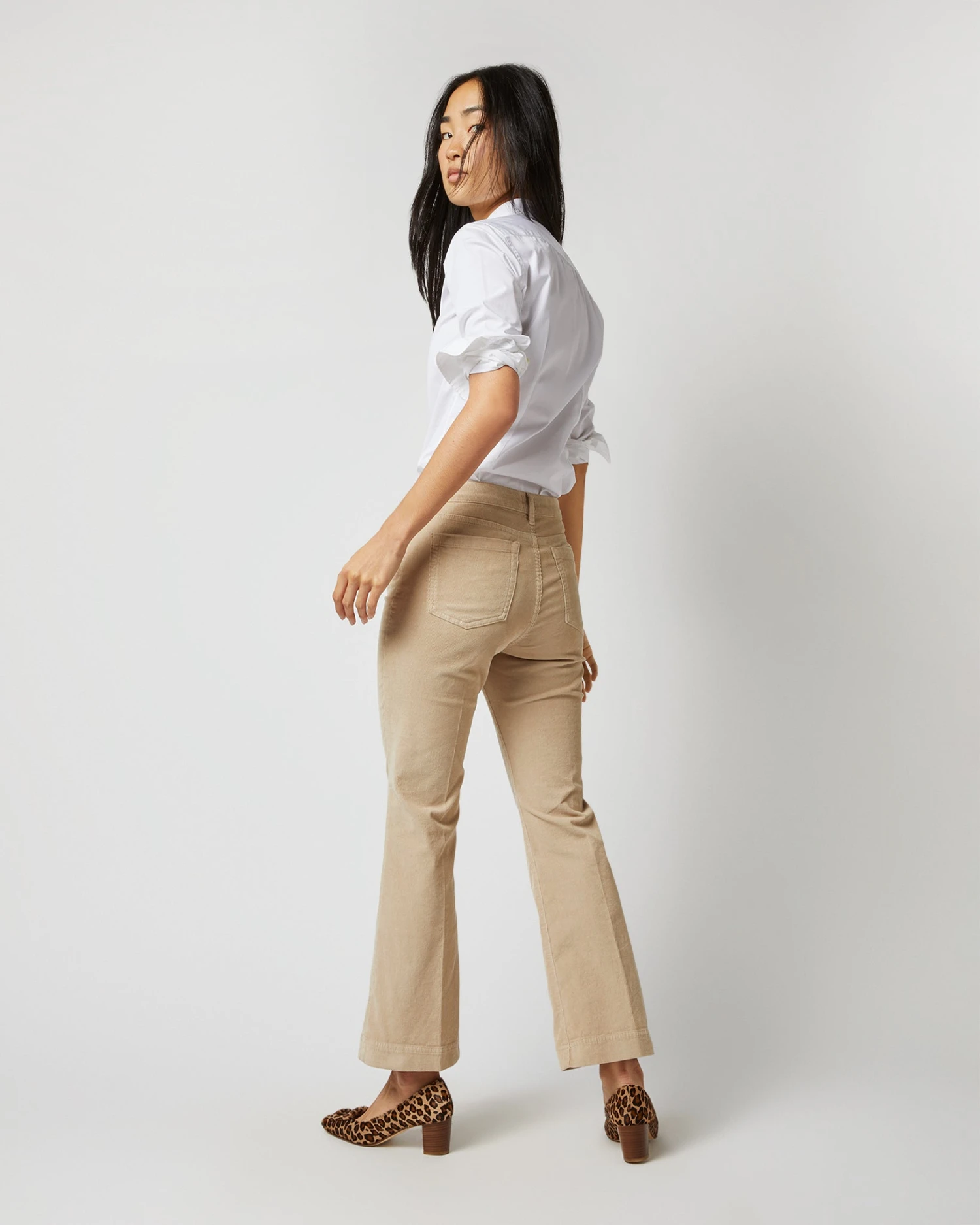 Kendall Flare 5-Pocket Pant In Stone Stretch Cord - Image 5