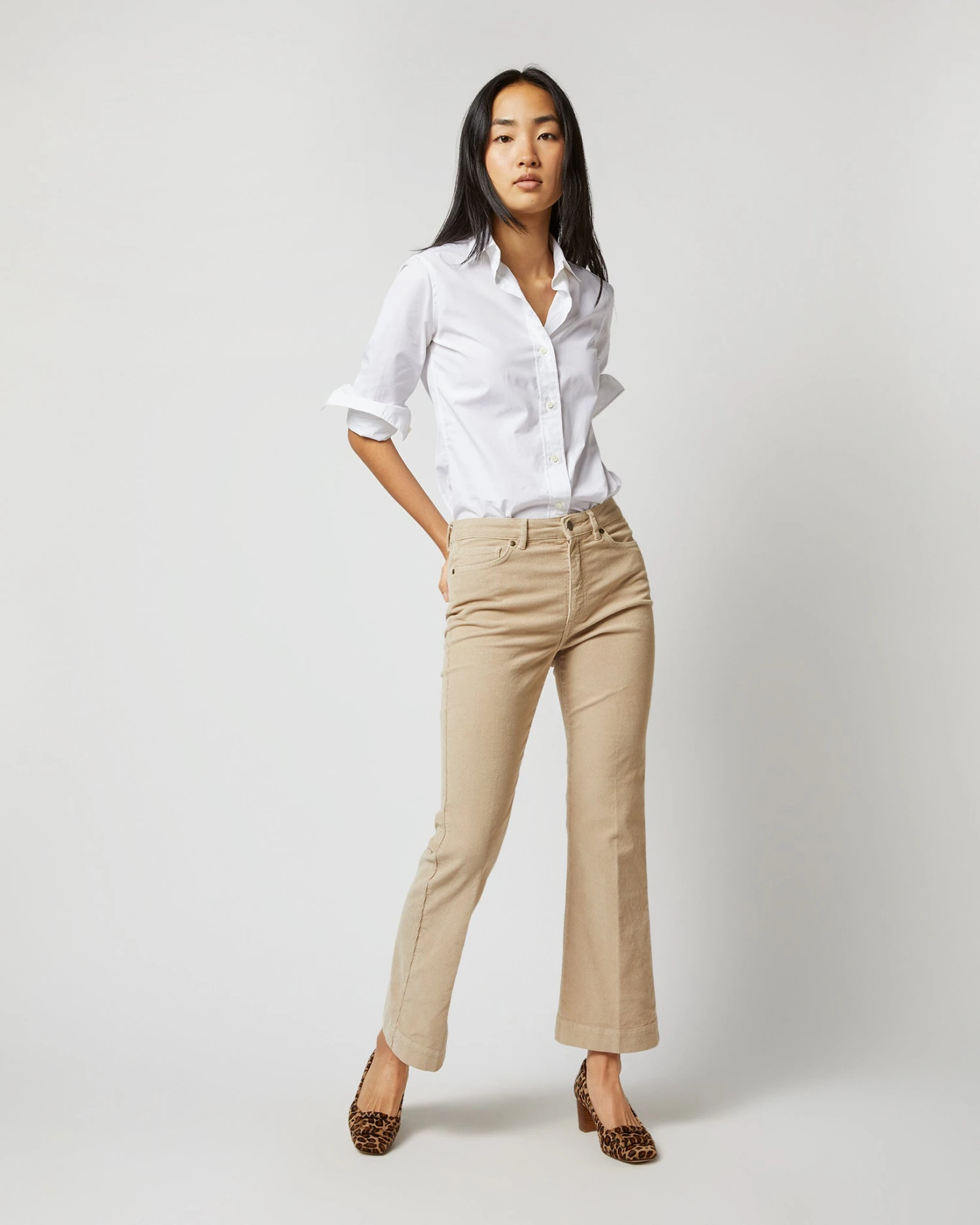 Kendall Flare 5-Pocket Pant In Stone Stretch Cord - Image 6